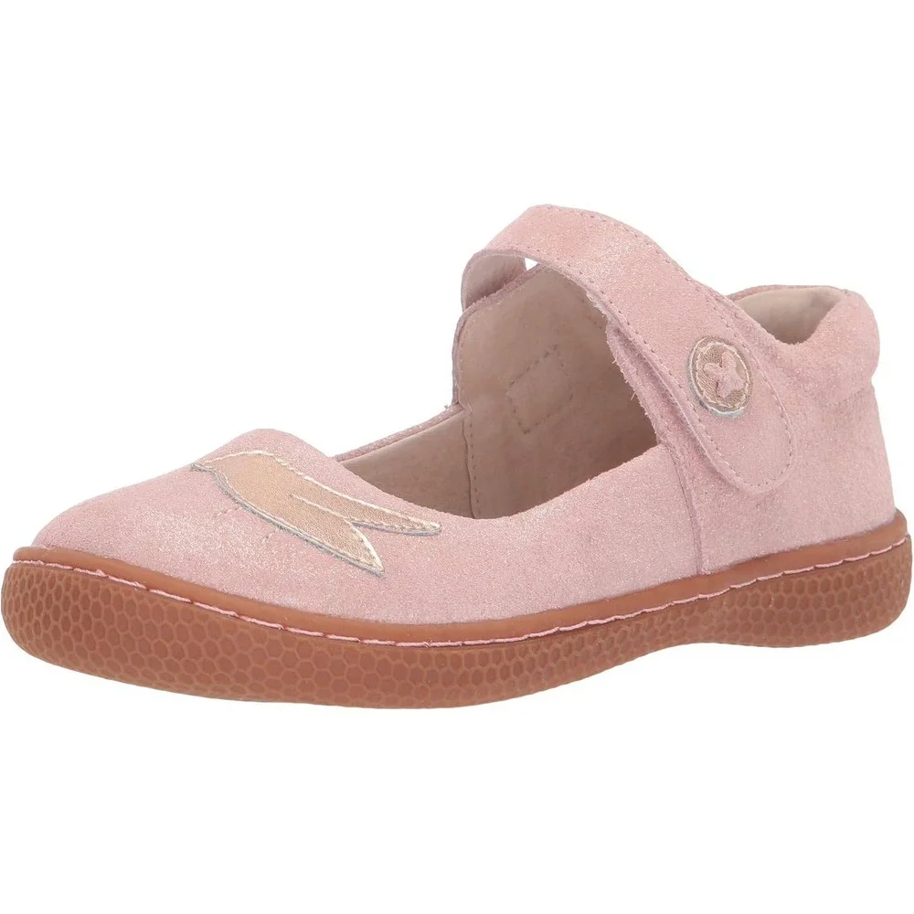 Livie & Luca 13 PIO Mary Jane Pink Suede Bird Applique Shimmer Flats Shoes